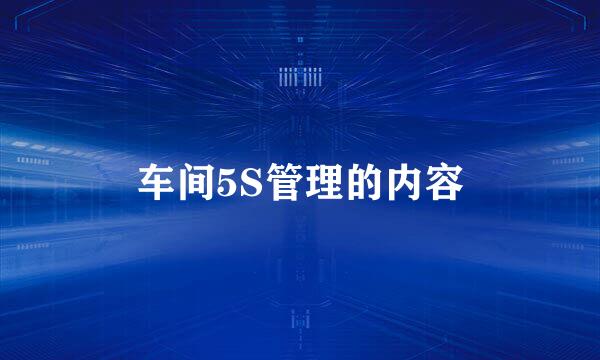 车间5S管理的内容