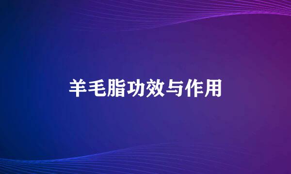 羊毛脂功效与作用