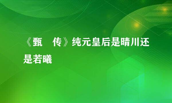 《甄嬛传》纯元皇后是晴川还是若曦