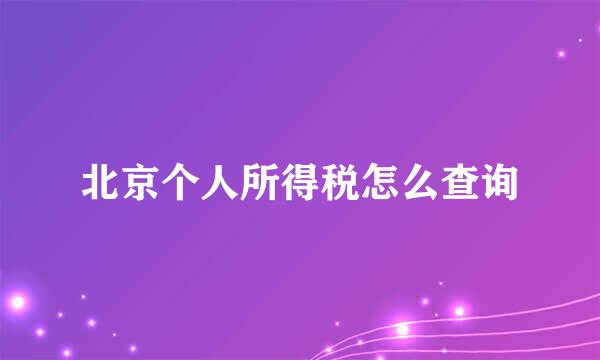 北京个人所得税怎么查询