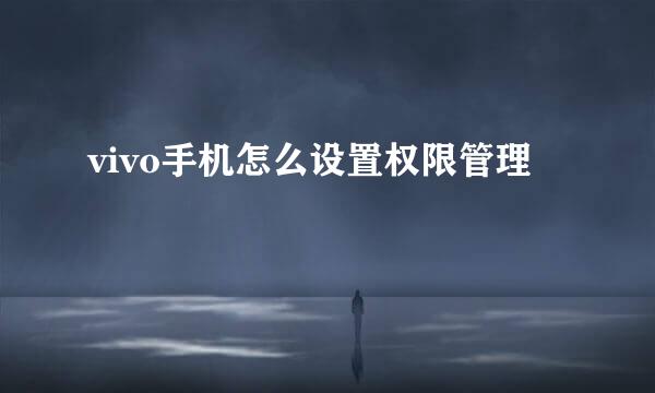 vivo手机怎么设置权限管理