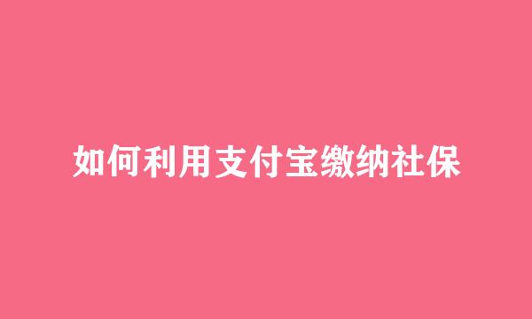 如何利用支付宝缴纳社保