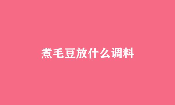 煮毛豆放什么调料