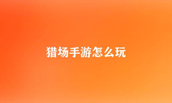 猎场手游怎么玩