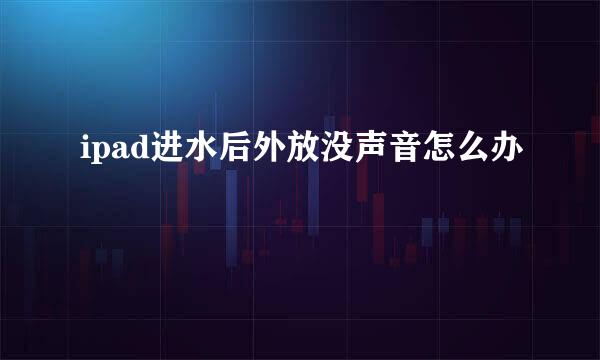 ipad进水后外放没声音怎么办