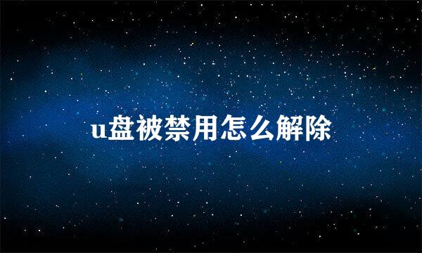 u盘被禁用怎么解除