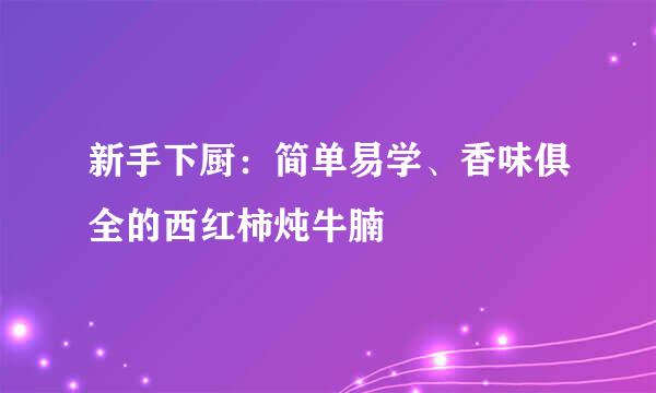 新手下厨:简单易学、香味俱全的西红柿炖牛腩