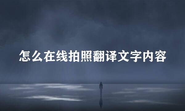 怎么在线拍照翻译文字内容