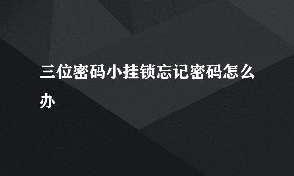 三位密码小挂锁忘记密码怎么办