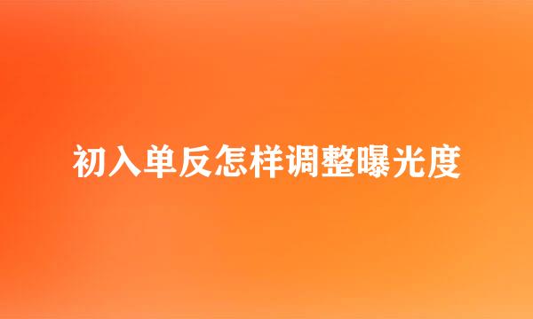 初入单反怎样调整曝光度