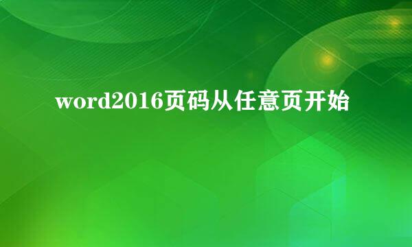 word2016页码从任意页开始