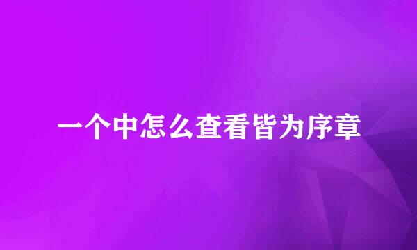 一个中怎么查看皆为序章