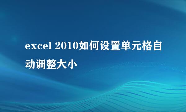 excel 2010如何设置单元格自动调整大小