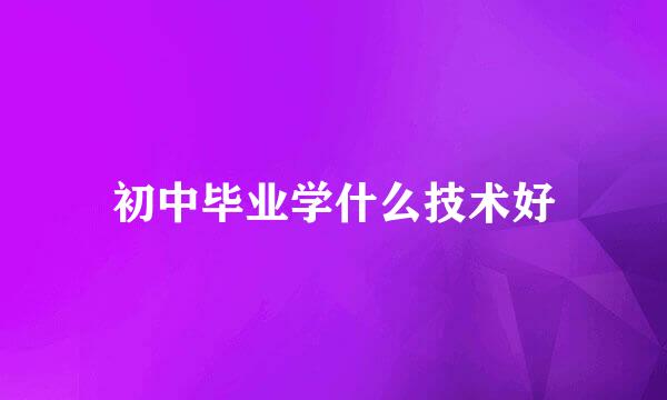 初中毕业学什么技术好