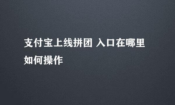 支付宝上线拼团 入口在哪里 如何操作