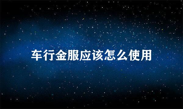 车行金服应该怎么使用
