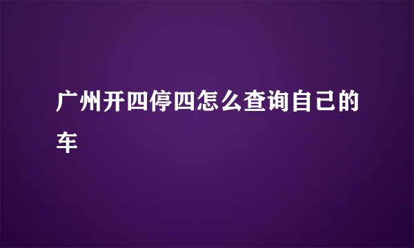 广州开四停四怎么查询自己的车