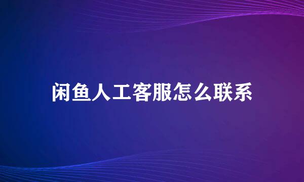 闲鱼人工客服怎么联系