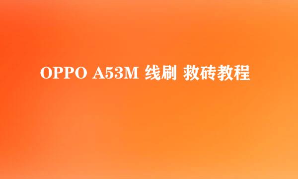 OPPO A53M 线刷 救砖教程