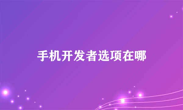 手机开发者选项在哪