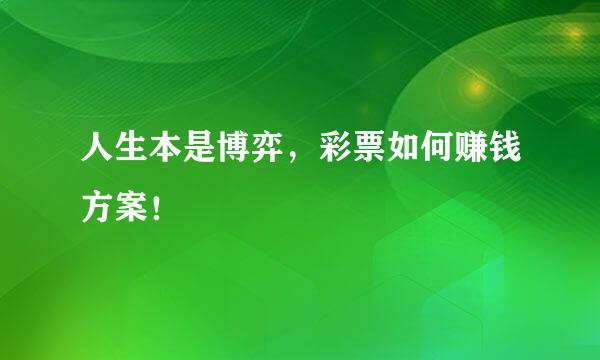 人生本是博弈，彩票如何赚钱方案！