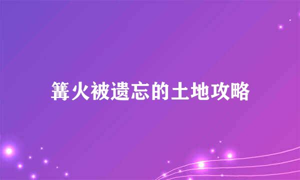 篝火被遗忘的土地攻略