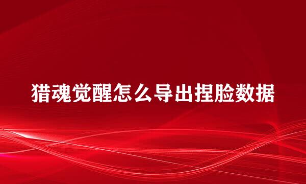 猎魂觉醒怎么导出捏脸数据