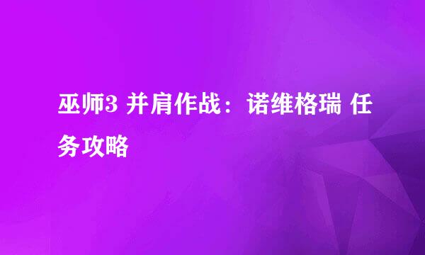 巫师3 并肩作战:诺维格瑞 任务攻略