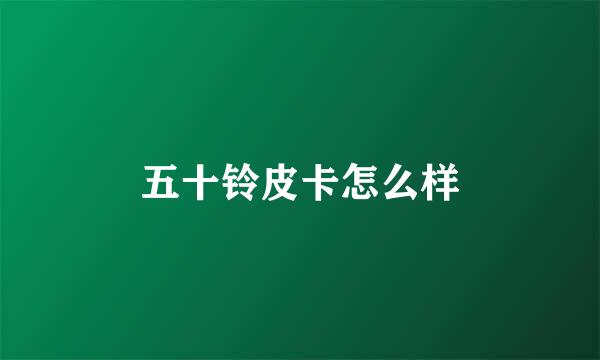 五十铃皮卡怎么样