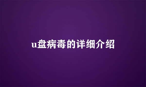 u盘病毒的详细介绍