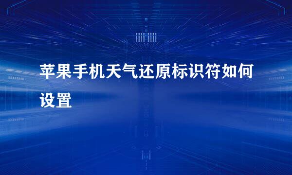 苹果手机天气还原标识符如何设置