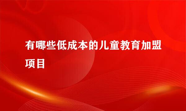 有哪些低成本的儿童教育加盟项目