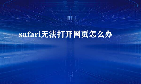 safari无法打开网页怎么办