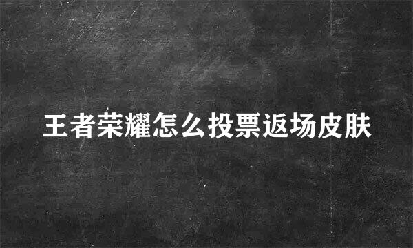 王者荣耀怎么投票返场皮肤