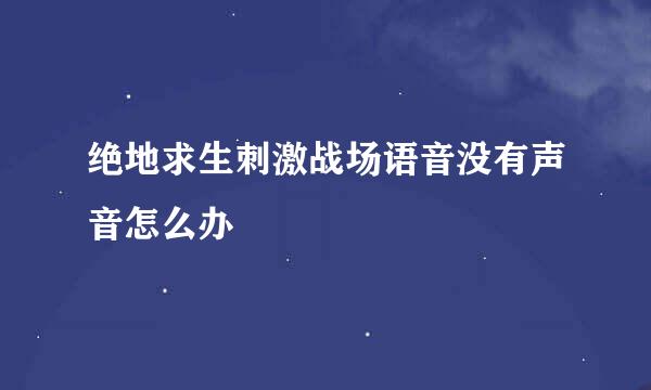 绝地求生刺激战场语音没有声音怎么办