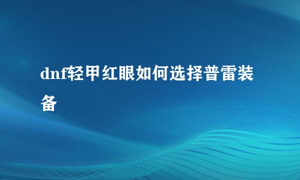 dnf轻甲红眼如何选择普雷装备