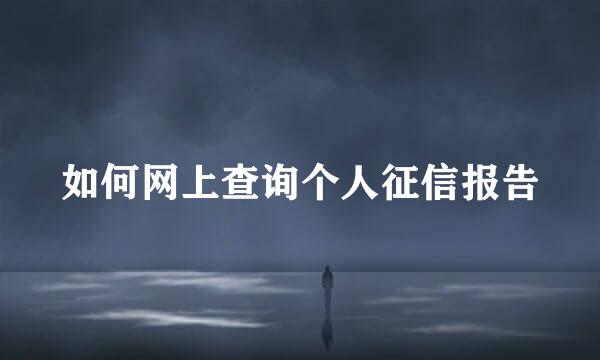 如何网上查询个人征信报告
