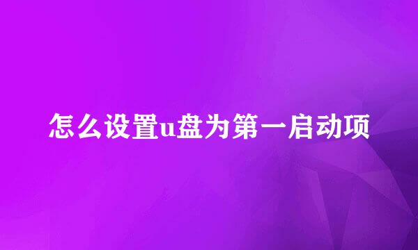 怎么设置u盘为第一启动项