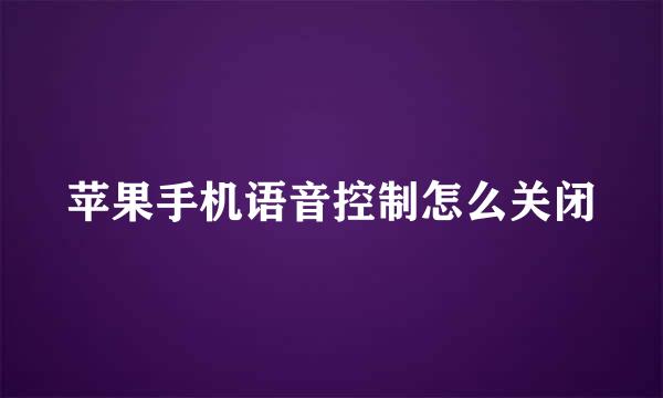 苹果手机语音控制怎么关闭