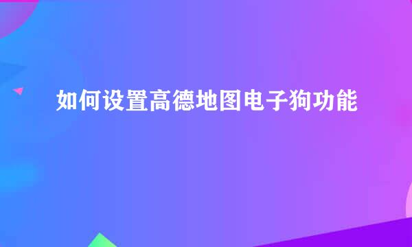 如何设置高德地图电子狗功能