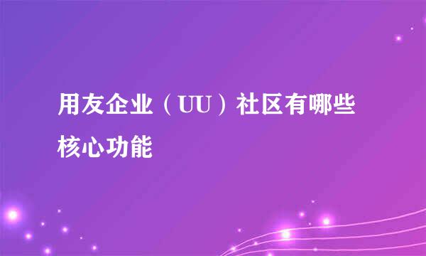 用友企业（UU）社区有哪些核心功能