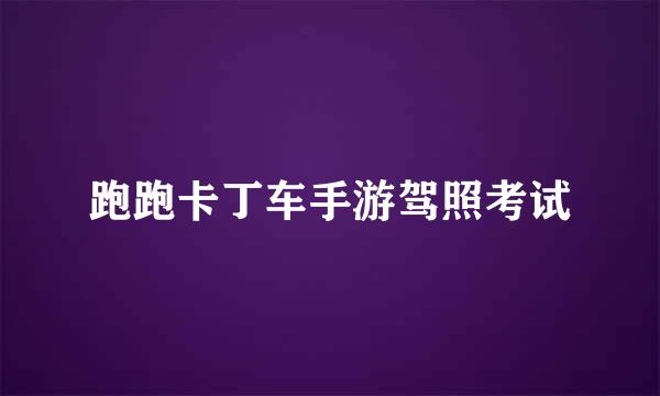 跑跑卡丁车手游驾照考试