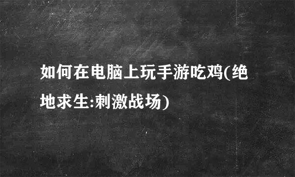 如何在电脑上玩手游吃鸡(绝地求生:刺激战场)