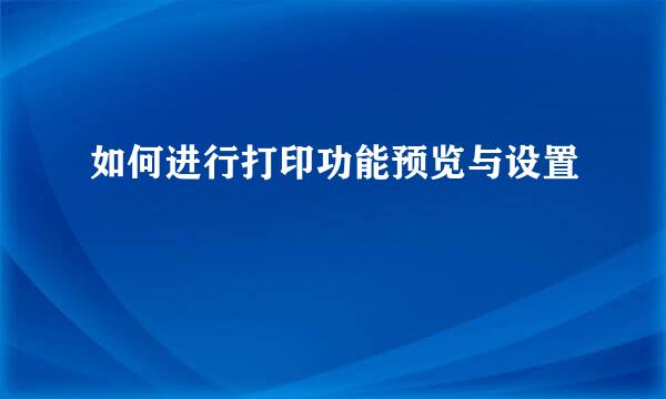 如何进行打印功能预览与设置