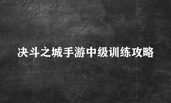决斗之城手游中级训练攻略