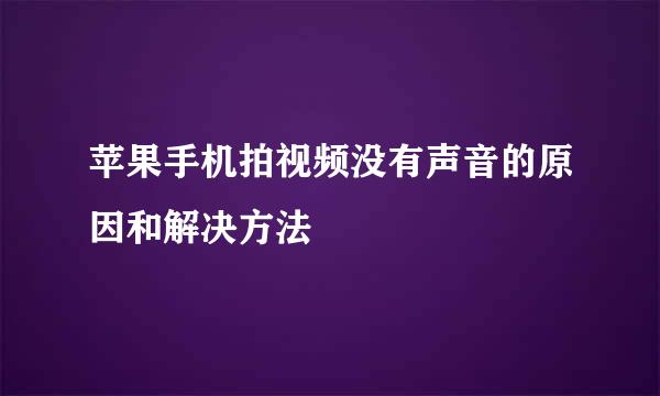 苹果手机拍视频没有声音的原因和解决方法