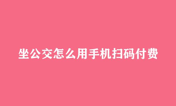 坐公交怎么用手机扫码付费