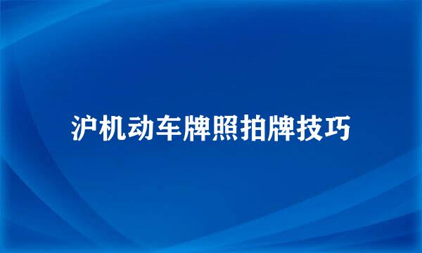 沪机动车牌照拍牌技巧