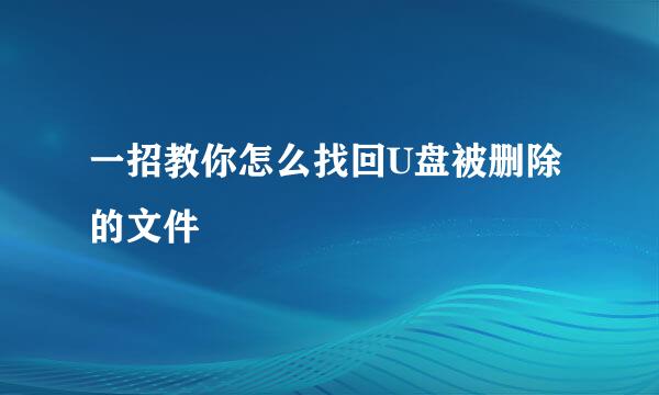 一招教你怎么找回U盘被删除的文件