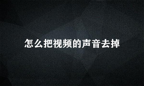 怎么把视频的声音去掉